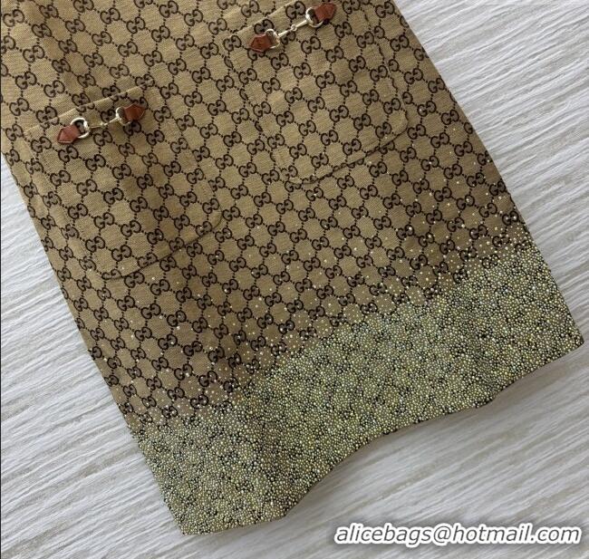 Particularly Recommended Gucci GG Dress with Crystals G82139 Brown 2025