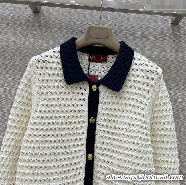 ​Low Cost Gucci Knit Cardigan G82106 White 2025