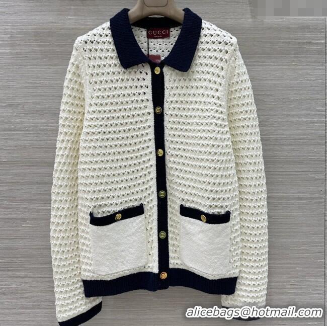 ​Low Cost Gucci Knit Cardigan G82106 White 2025