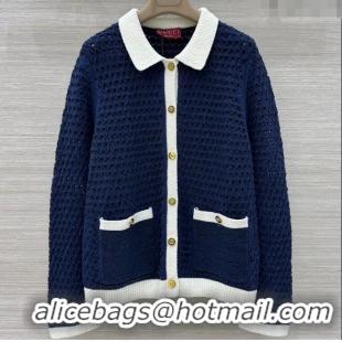 ​Best Price Gucci Knit Cardigan G82107 Blue 2025