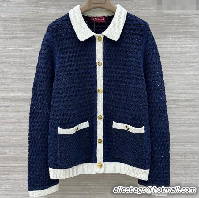 ​Best Price Gucci Knit Cardigan G82107 Blue 2025