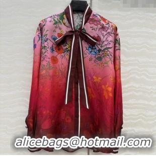 Reasonable Price Gucci Printed Silk Shirt G090106 Pink/Red 2025