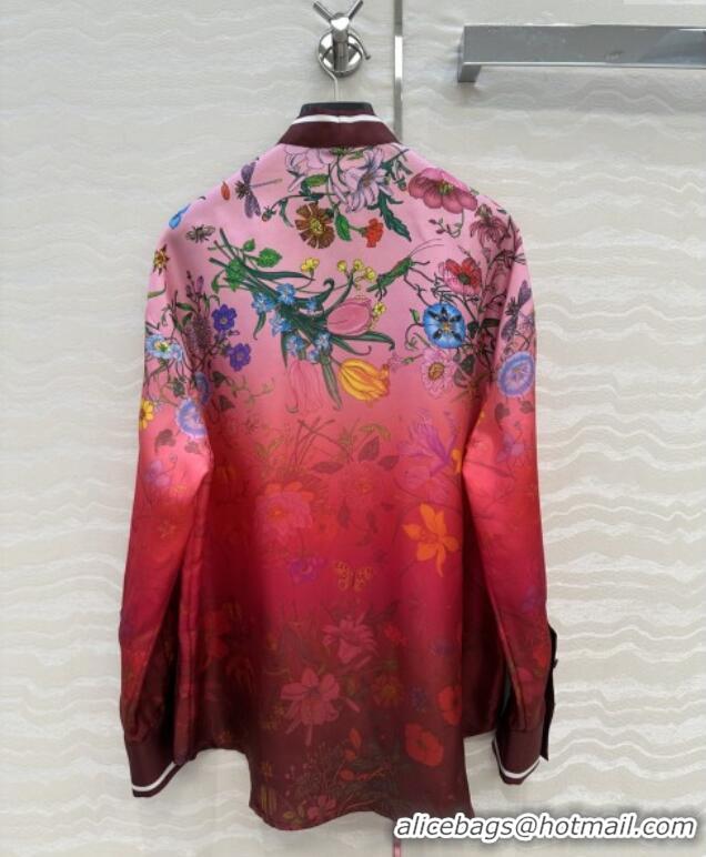 Reasonable Price Gucci Printed Silk Shirt G090106 Pink/Red 2025
