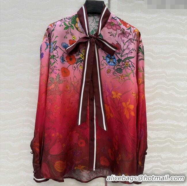 Reasonable Price Gucci Printed Silk Shirt G090106 Pink/Red 2025