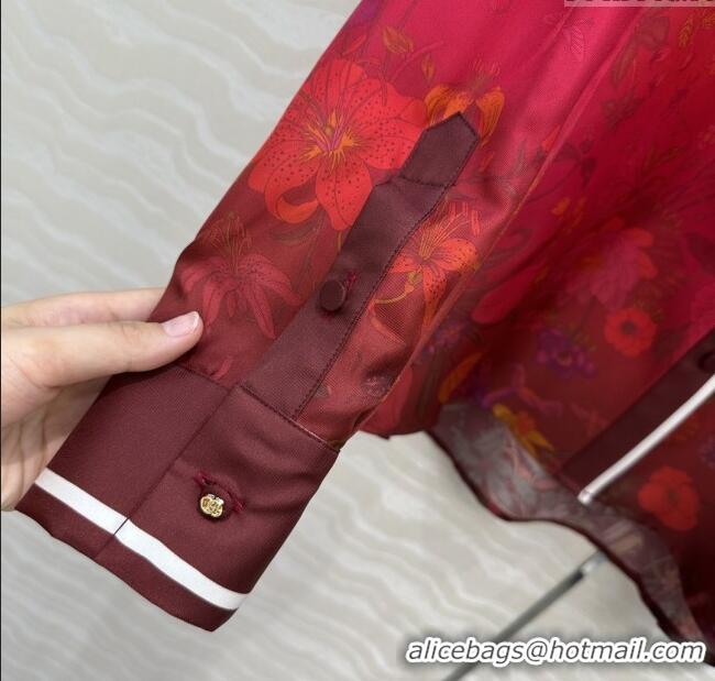 Reasonable Price Gucci Printed Silk Shirt G090106 Pink/Red 2025
