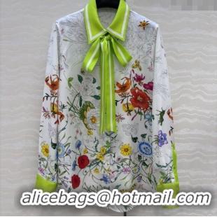 Best Quality Gucci Printed Silk Shirt G090107 Pink/Green 2025
