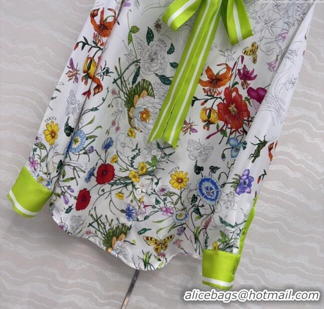 Best Quality Gucci Printed Silk Shirt G090107 Pink/Green 2025