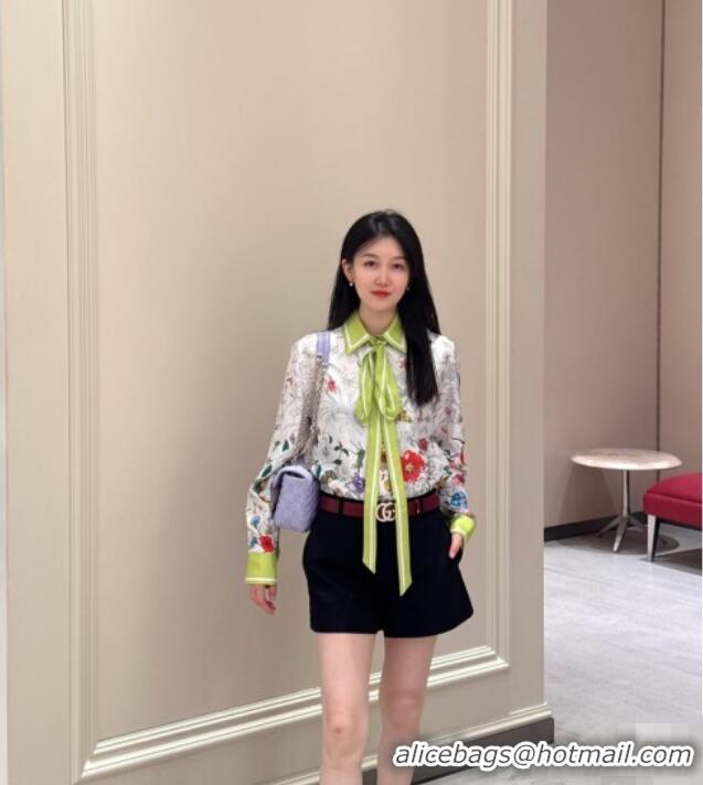Best Quality Gucci Printed Silk Shirt G090107 Pink/Green 2025