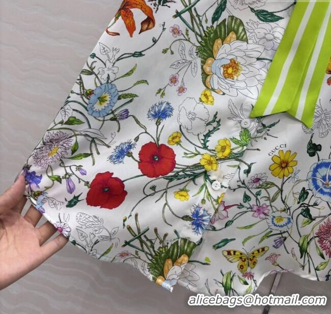 Best Quality Gucci Printed Silk Shirt G090107 Pink/Green 2025