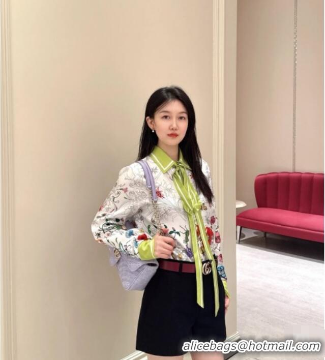 Best Quality Gucci Printed Silk Shirt G090107 Pink/Green 2025