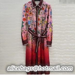 Unique Discount Gucci Printed Silk Dress G0902226 Pink/Red 2025