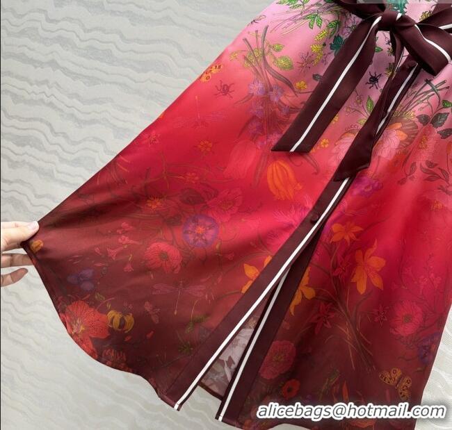 Unique Discount Gucci Printed Silk Dress G0902226 Pink/Red 2025