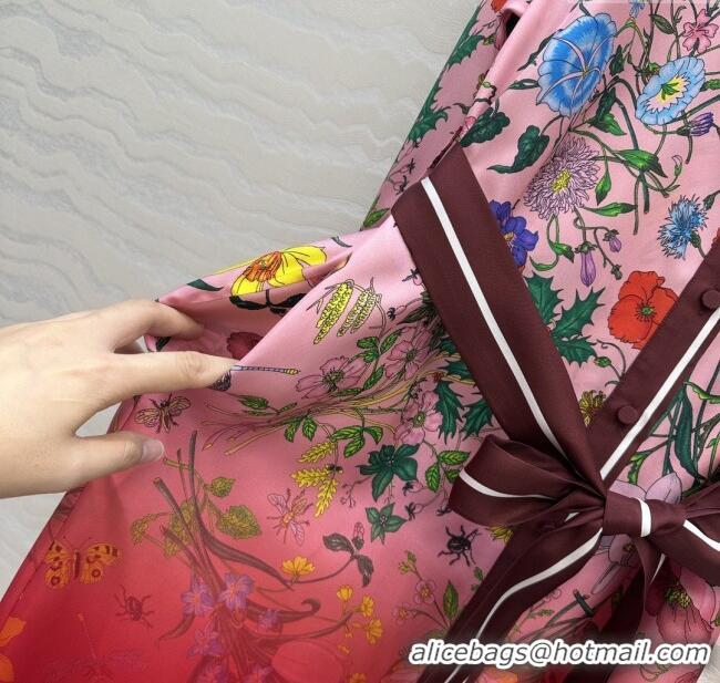 Unique Discount Gucci Printed Silk Dress G0902226 Pink/Red 2025