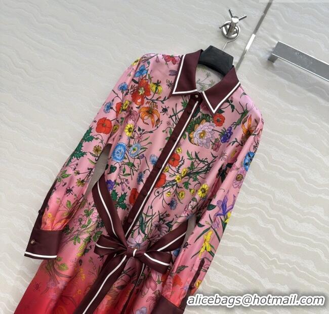 Unique Discount Gucci Printed Silk Dress G0902226 Pink/Red 2025