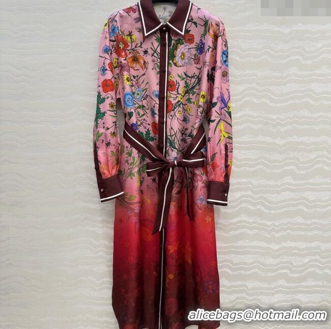 Unique Discount Gucci Printed Silk Dress G0902226 Pink/Red 2025