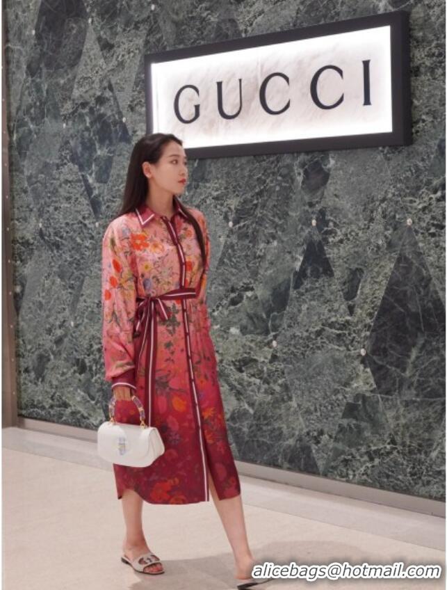 Unique Discount Gucci Printed Silk Dress G0902226 Pink/Red 2025