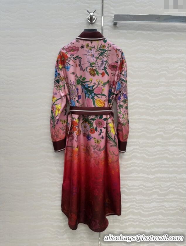 Unique Discount Gucci Printed Silk Dress G0902226 Pink/Red 2025