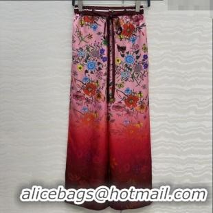 Buy Fashionable Gucci Printed Silk Pants G0902227 Pink/Red 2025