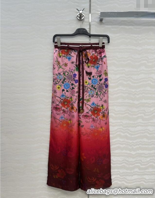 Buy Fashionable Gucci Printed Silk Pants G0902227 Pink/Red 2025
