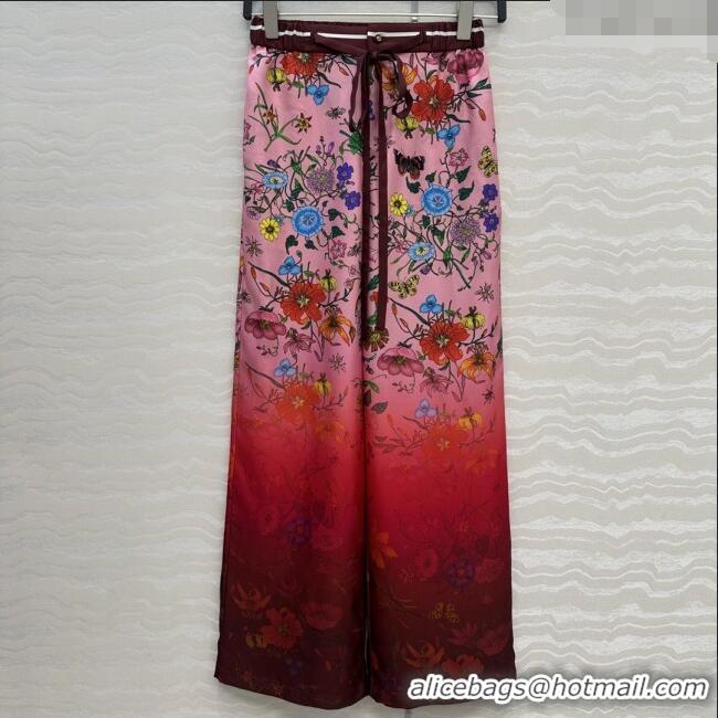 Buy Fashionable Gucci Printed Silk Pants G0902227 Pink/Red 2025