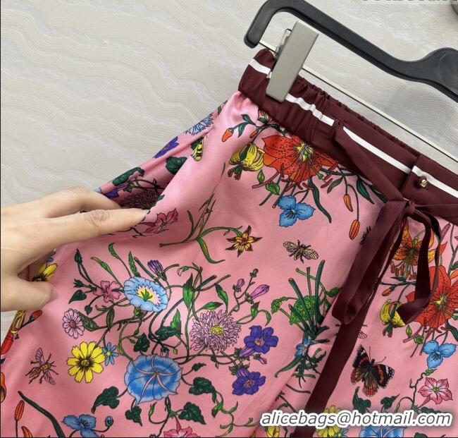 Buy Fashionable Gucci Printed Silk Pants G0902227 Pink/Red 2025
