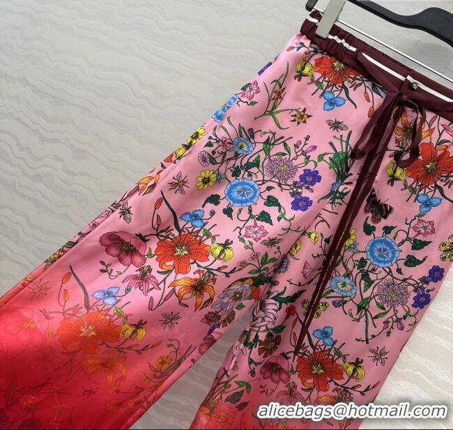 Buy Fashionable Gucci Printed Silk Pants G0902227 Pink/Red 2025