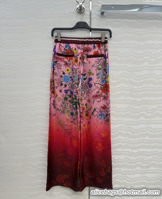 Buy Fashionable Gucci Printed Silk Pants G0902227 Pink/Red 2025