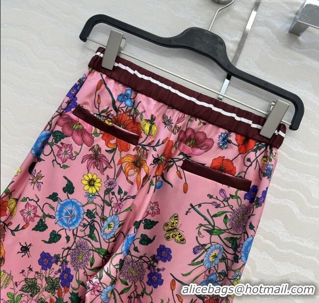 Buy Fashionable Gucci Printed Silk Pants G0902227 Pink/Red 2025