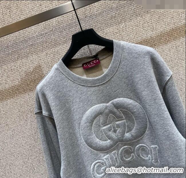 Famous Brand Gucci Cotton Sweatshirt GG090401 Grey 2025