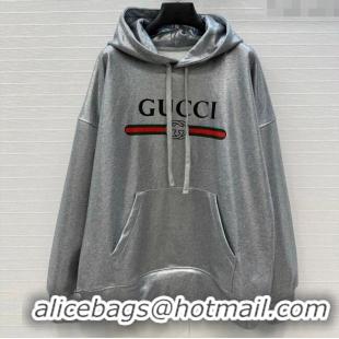 Famous Brand Gucci Cotton Sweatshirt GG090403 Silver Grey 2025