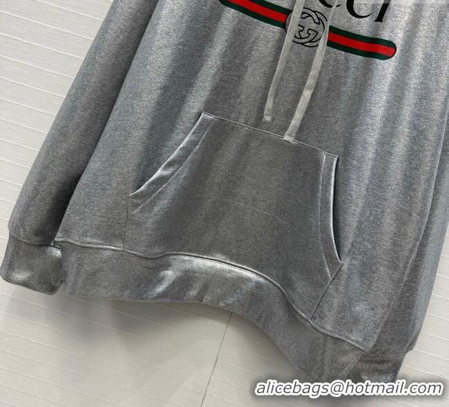 Famous Brand Gucci Cotton Sweatshirt GG090403 Silver Grey 2025