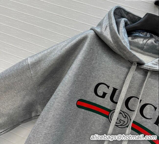 Famous Brand Gucci Cotton Sweatshirt GG090403 Silver Grey 2025