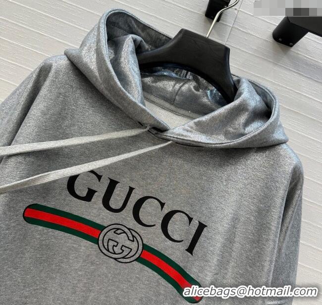 Famous Brand Gucci Cotton Sweatshirt GG090403 Silver Grey 2025