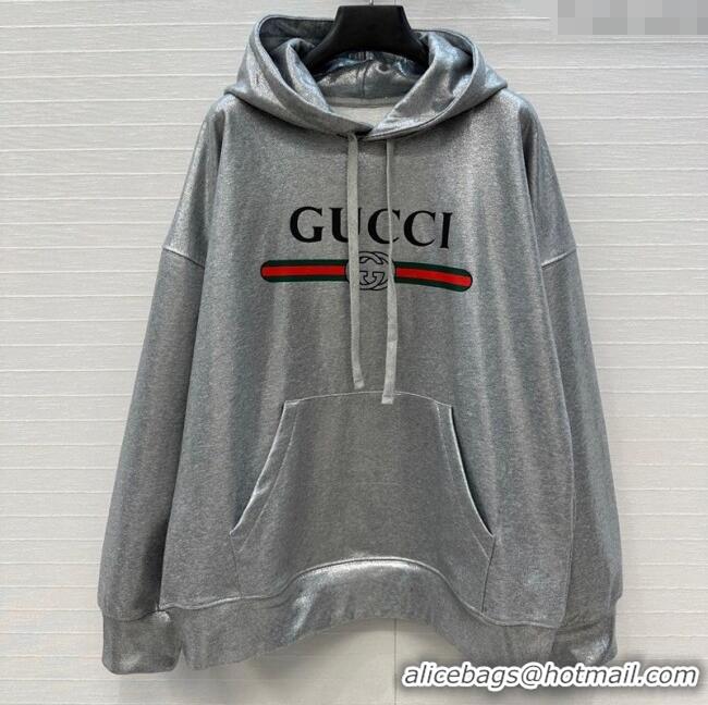 Famous Brand Gucci Cotton Sweatshirt GG090403 Silver Grey 2025