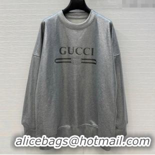 Famous Brand Gucci Cotton Sweatshirt GG090404 Silver Grey 2025