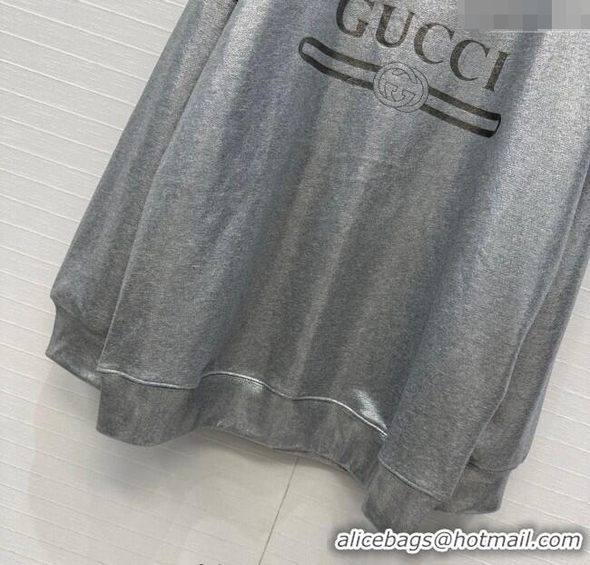 Famous Brand Gucci Cotton Sweatshirt GG090404 Silver Grey 2025