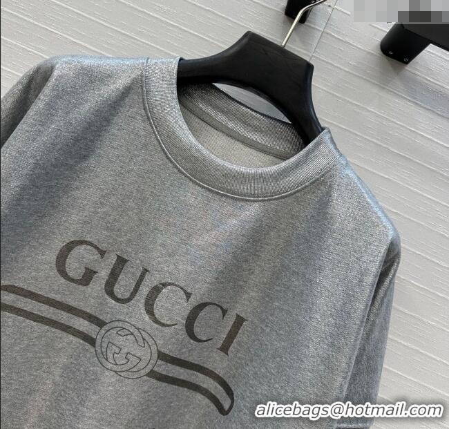 Famous Brand Gucci Cotton Sweatshirt GG090404 Silver Grey 2025