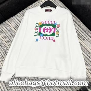 Well Crafted Gucci Cotton Sweatshirt GG090402 White/Green 2025