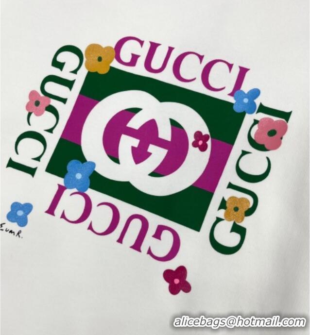 Well Crafted Gucci Cotton Sweatshirt GG090402 White/Green 2025
