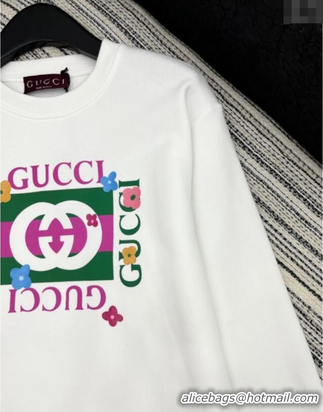Well Crafted Gucci Cotton Sweatshirt GG090402 White/Green 2025