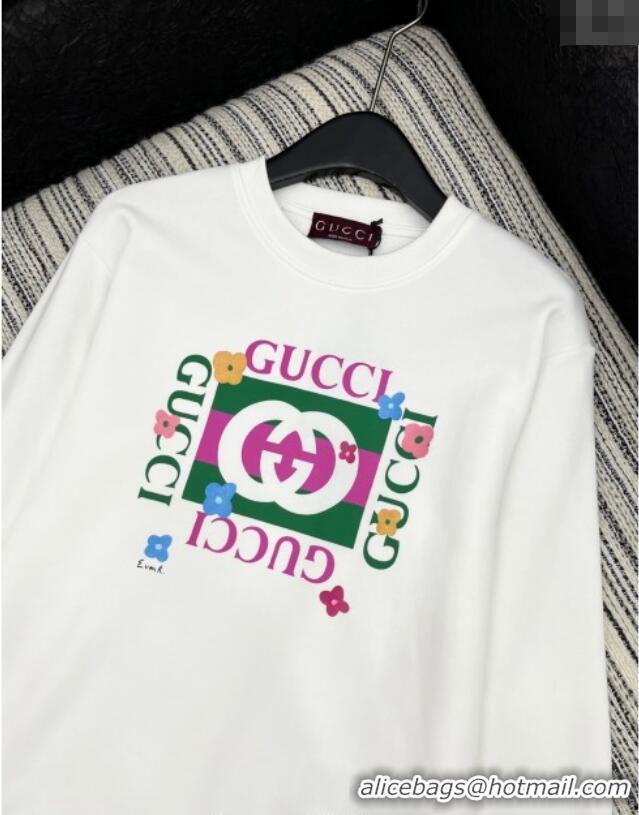 Well Crafted Gucci Cotton Sweatshirt GG090402 White/Green 2025