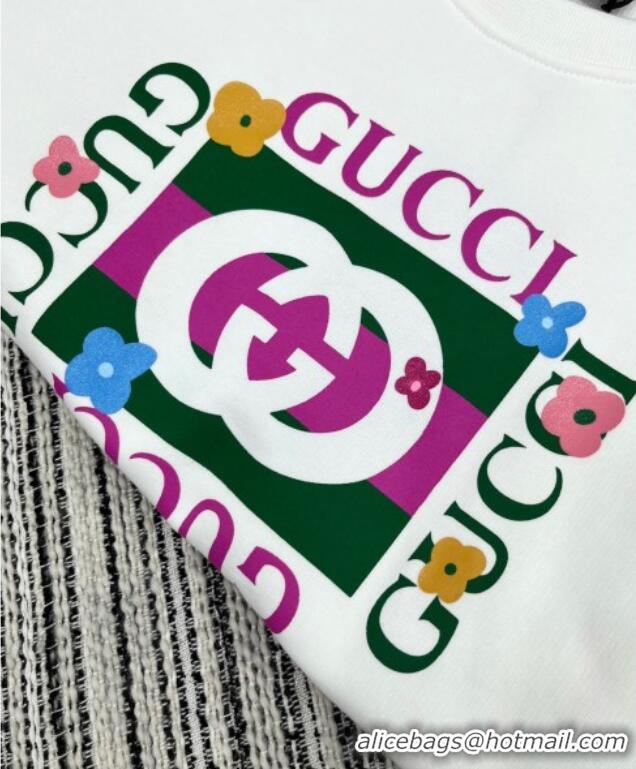 Well Crafted Gucci Cotton Sweatshirt GG090402 White/Green 2025