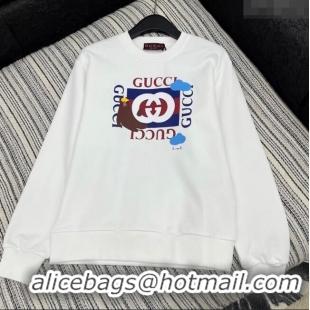 Best Price Gucci Cotton Sweatshirt GG090402 White/Blue 2025