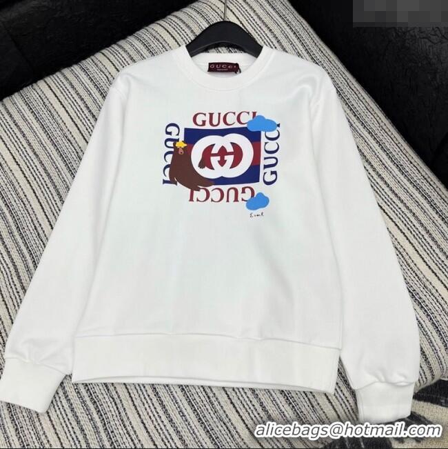Best Price Gucci Cotton Sweatshirt GG090402 White/Blue 2025