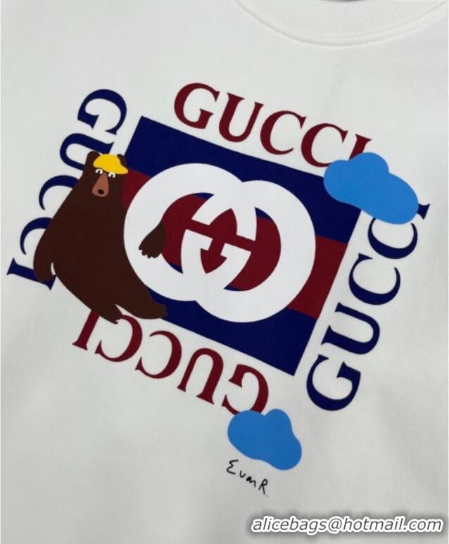 Best Price Gucci Cotton Sweatshirt GG090402 White/Blue 2025
