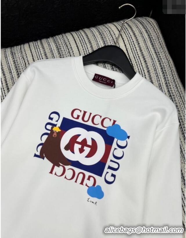 Best Price Gucci Cotton Sweatshirt GG090402 White/Blue 2025