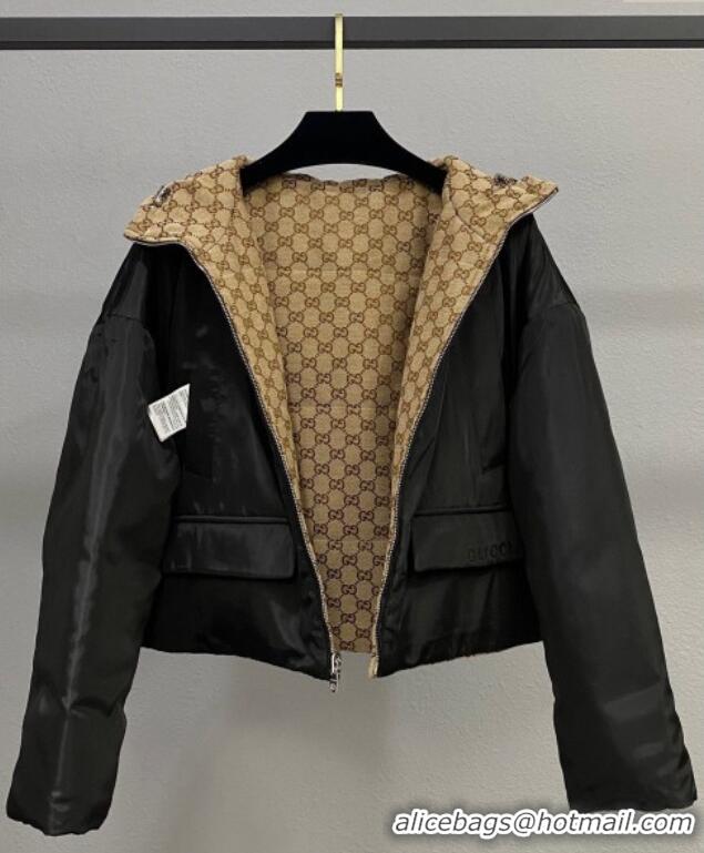 Top Quality Gucci Black and GG Reversible Jacket GG091901 2025
