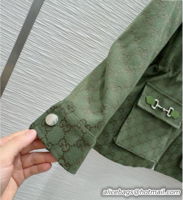 Affordable Price Gucci GG Jacket with Horsebit GG091904 Green 2025