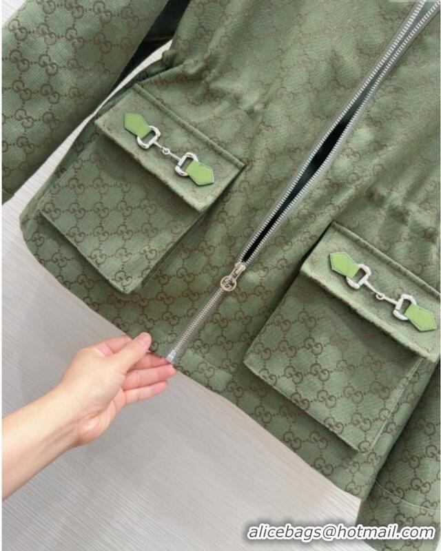 Affordable Price Gucci GG Jacket with Horsebit GG091904 Green 2025