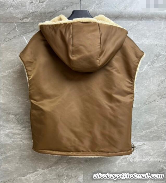 Top Quality Prada Wool Nylon Reversible Vest PR091958 Brown/Beige 2025